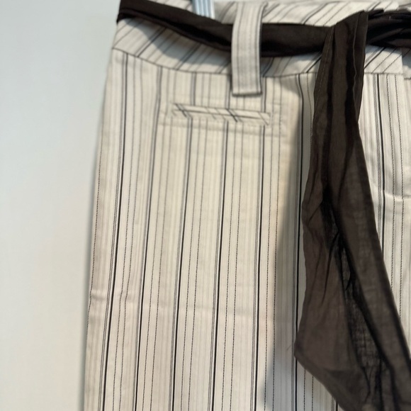 NWOT The Loft Marisa Sz: 8 Wide Leg Cream Vertical Striped Dress Pant w/tie Belt - Picture 10 of 13